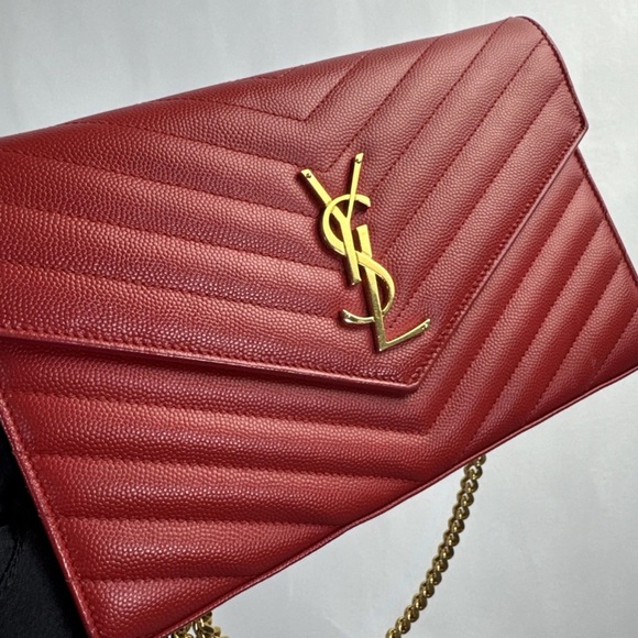 Yves Saint Laurent Handbags - Yves Saint Laurent Cassandre Chain Crossbody Bag in Red